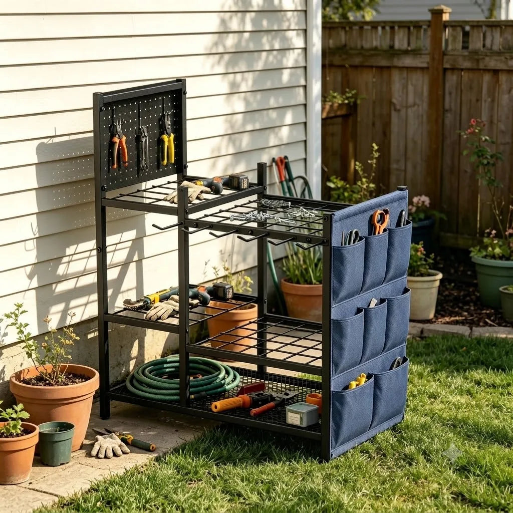 Heavy Duty Freestanding Garden Tool Storage Rack Organizer
