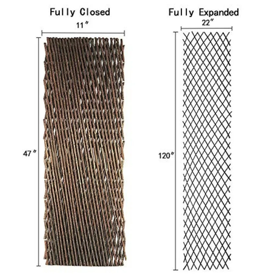 Natural Willow Lattice Trellis Fence For Climbing Plants Expandable Panel
