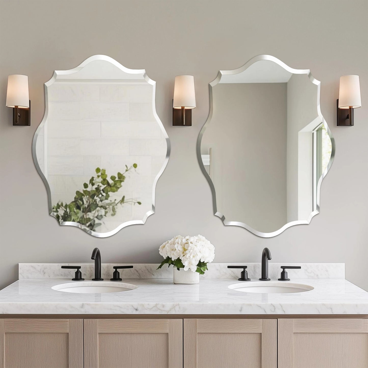 Wisfor Frameless Wall Mirror Beveled Edge For Bathroom