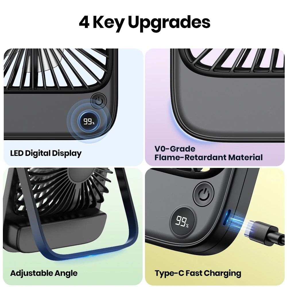 TOPK Rechargeable Portable Mini Silent Desk Fan