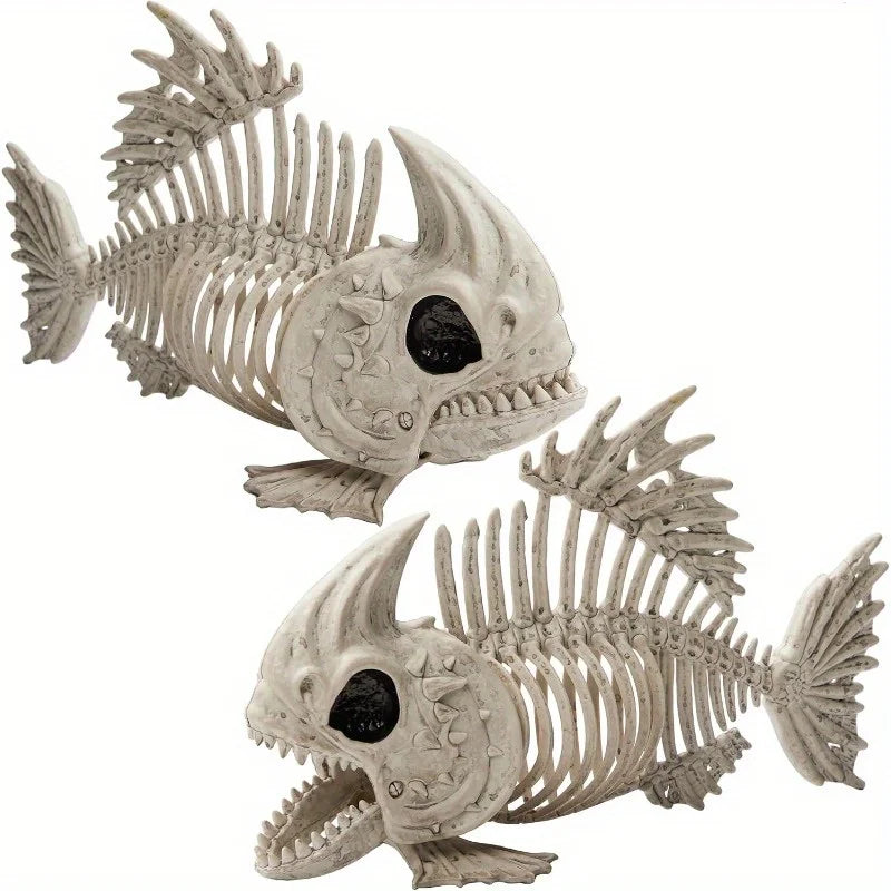 Poseable Fish Skeleton Halloween Decor For Indoor Outdoor Parties