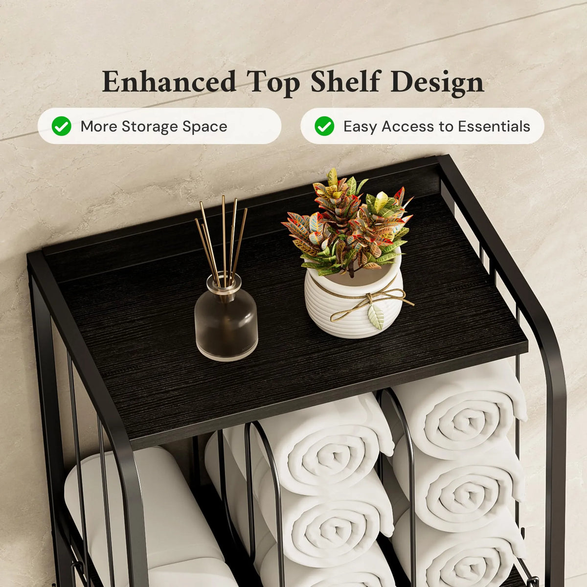 Freestanding Metal Bathroom Towel Rack With Detachable M Shaped Dividers