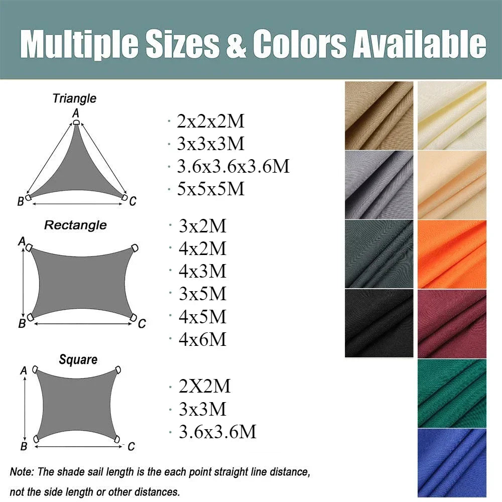 Waterproof Shade Sail Awning For Outdoor Garden Patio