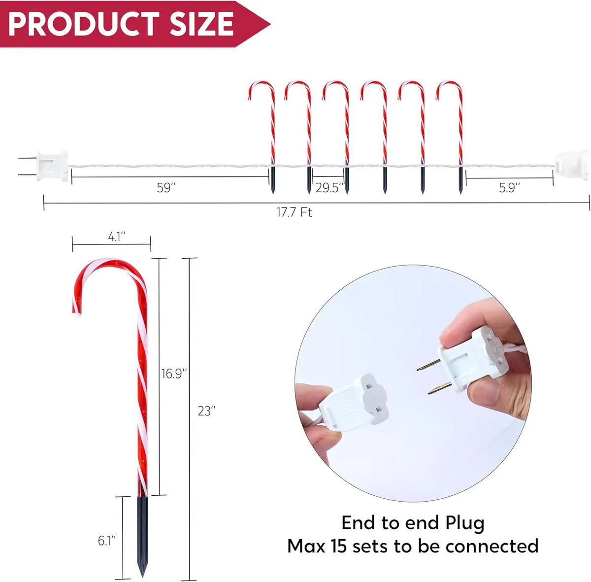 Joyfy Prelit Candy Cane Pathway Marker Lights for Christmas Decorations