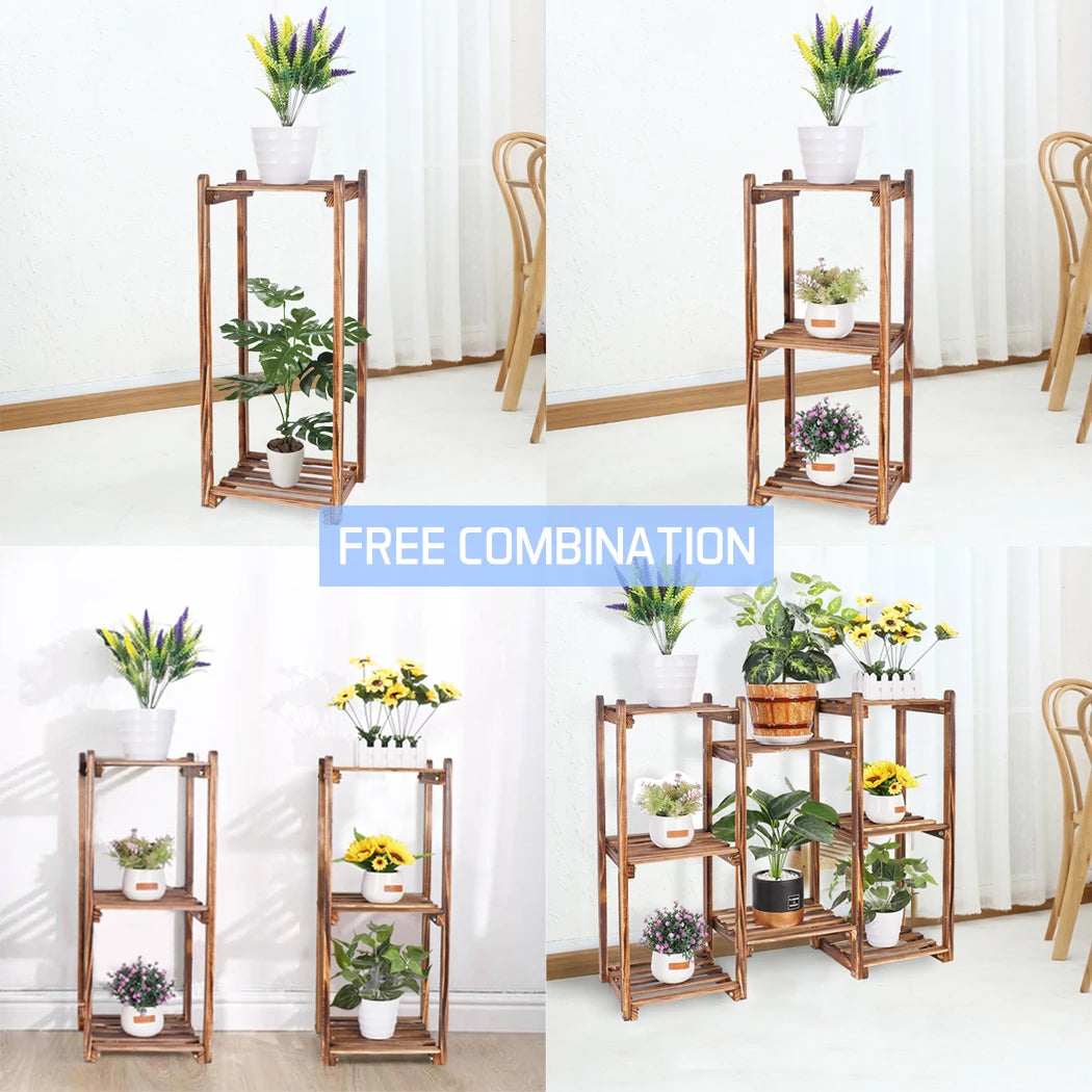 Wisfor Eight Tier Wood Plant Stand Indoor Outdoor Flower Rack