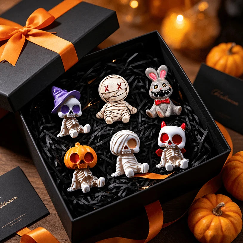 Halloween Resin Skeleton and Mummy Figurines for Spooky Decor