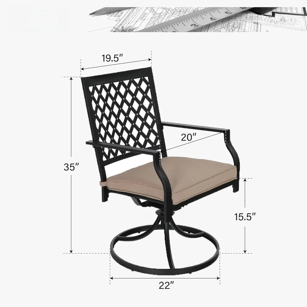 Outdoor Metal Swivel Chairs Set Of 2 With Cushions