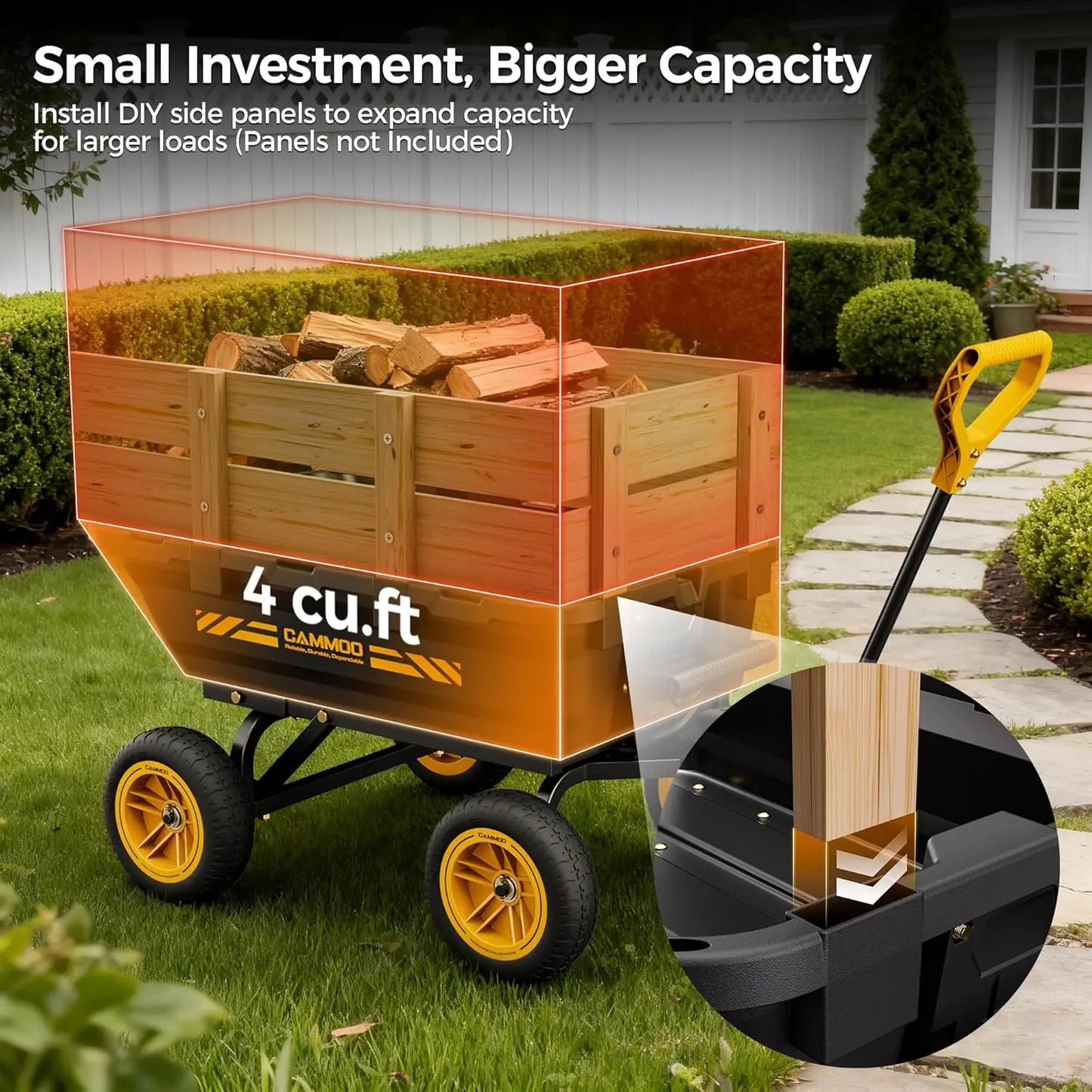 XMSJ 900lb Heavy-Duty Garden Dump Cart With Quick-Release