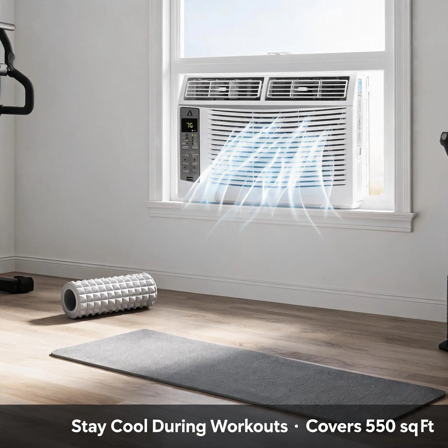 12000 BTU Smart Window Air Conditioner With WiFi Fast Cooling Cools Up To 550 Sq Ft Window AC Unit Includes Remote Control And Window Kit For Home Bedroom Office