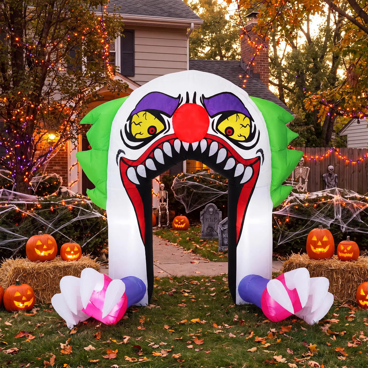 HiMISS Halloween Inflatable Clown Arch With LED Lights for Parties