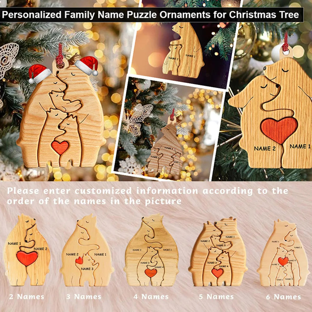Bear Family Name Puzzle With Free Engraving For Home Desk