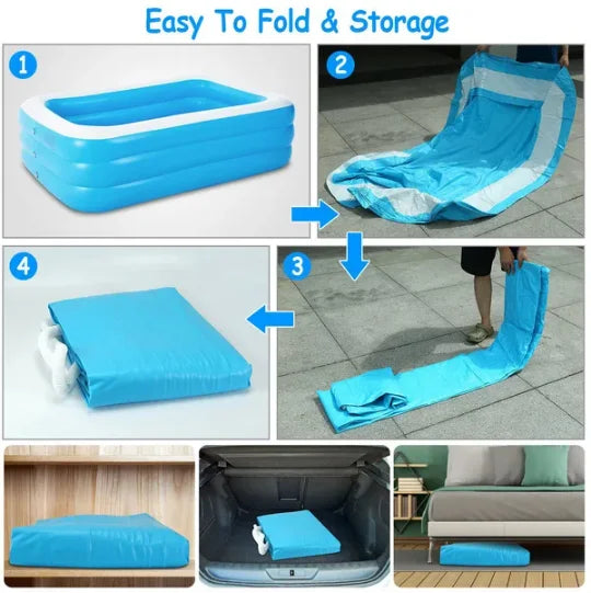 Inflatable Family Pool For Kids Backyard Play Center