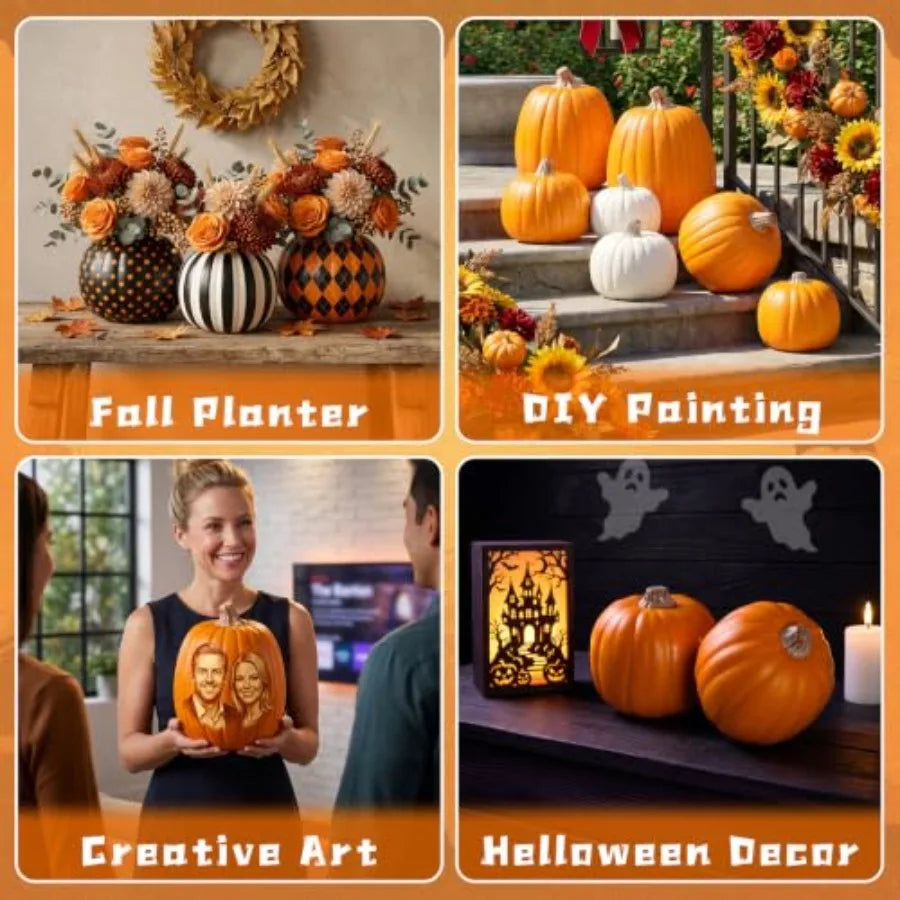 Carvable Artificial Pumpkins for Halloween and Thanksgiving Home Decor