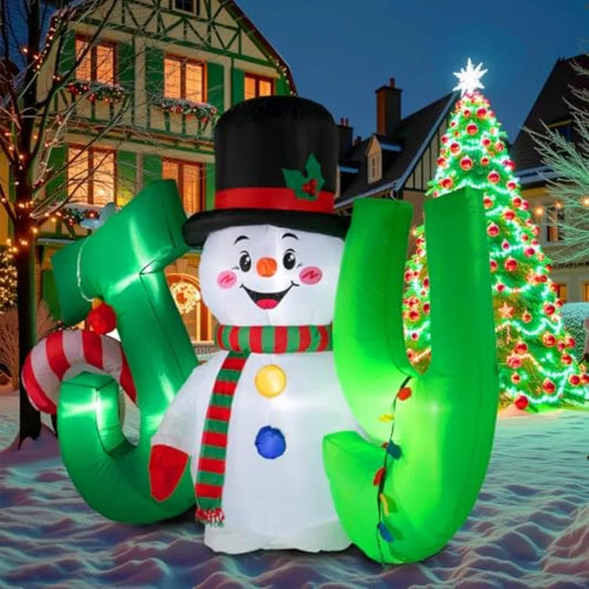 Oloey Holiday Outdoor Inflatable Snowman Decor With Led Lights