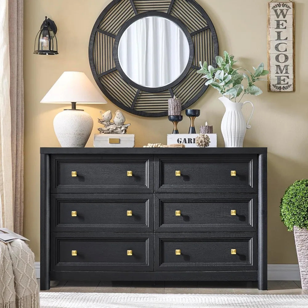 Farmhouse 6 Drawer Dresser In Solid Wood For Bedroom
