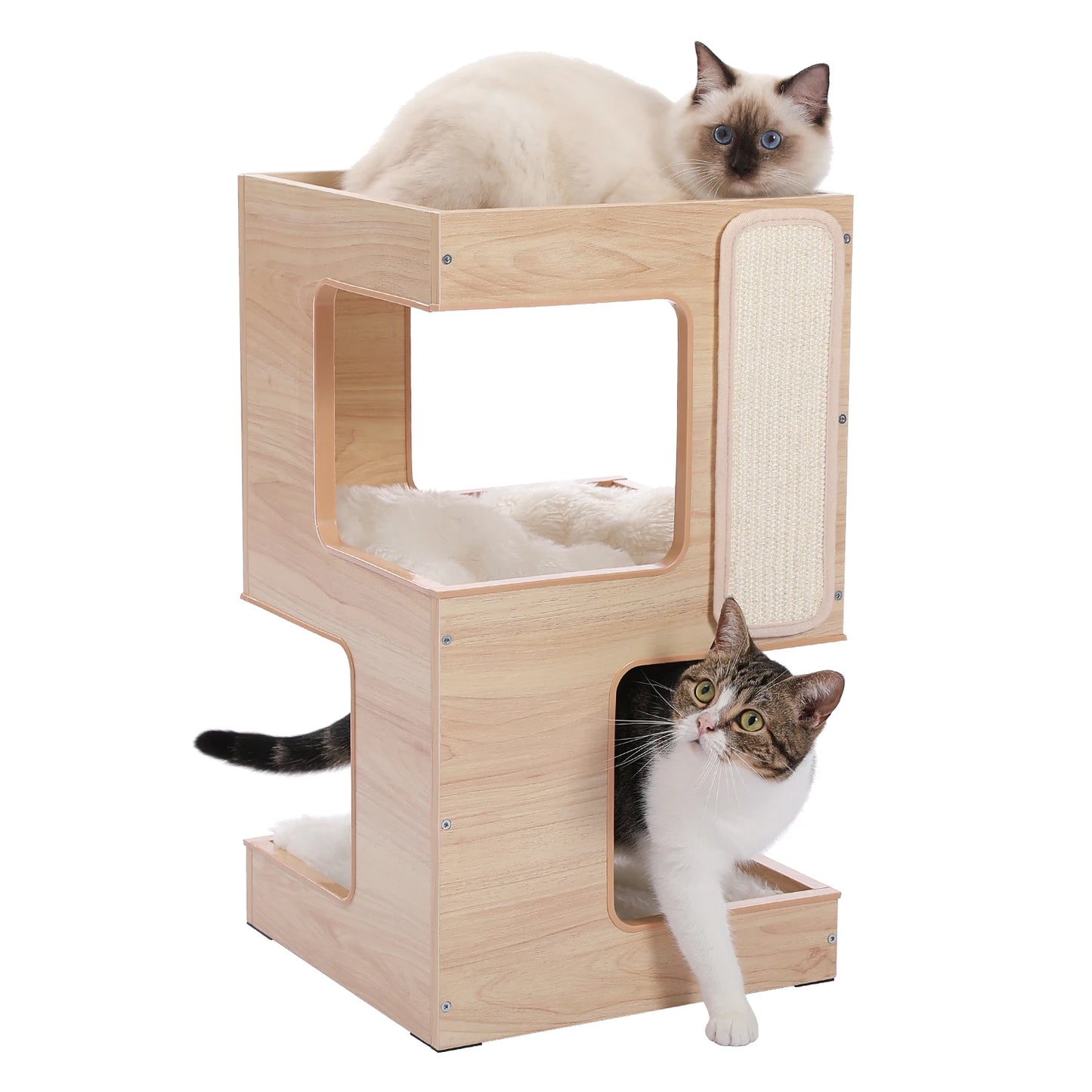 PAWZ Road Wood Cat Condo House With Removable Scratching Mats