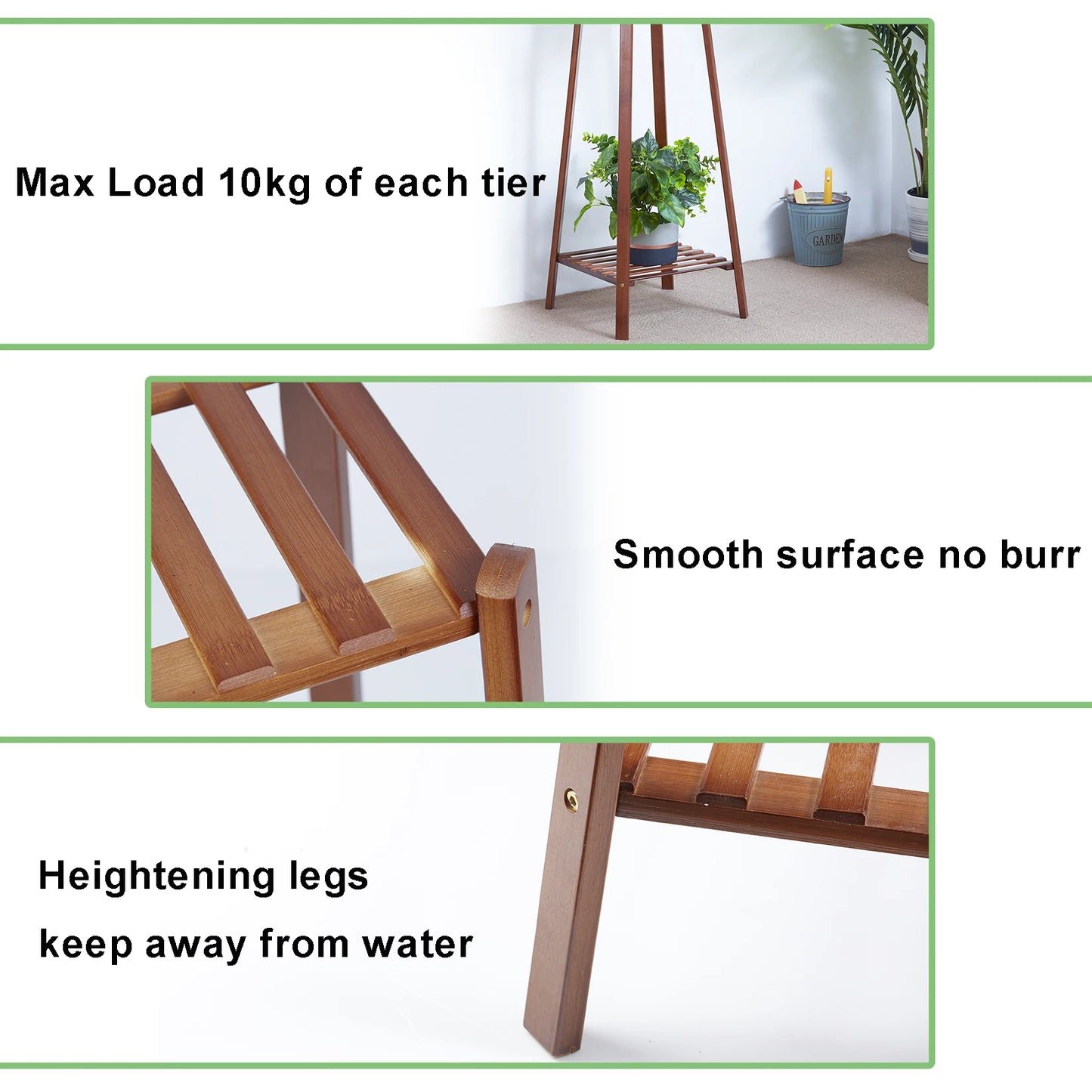 Wisfor Tiered Bamboo Plant Pot Stand Indoor Display Shelf