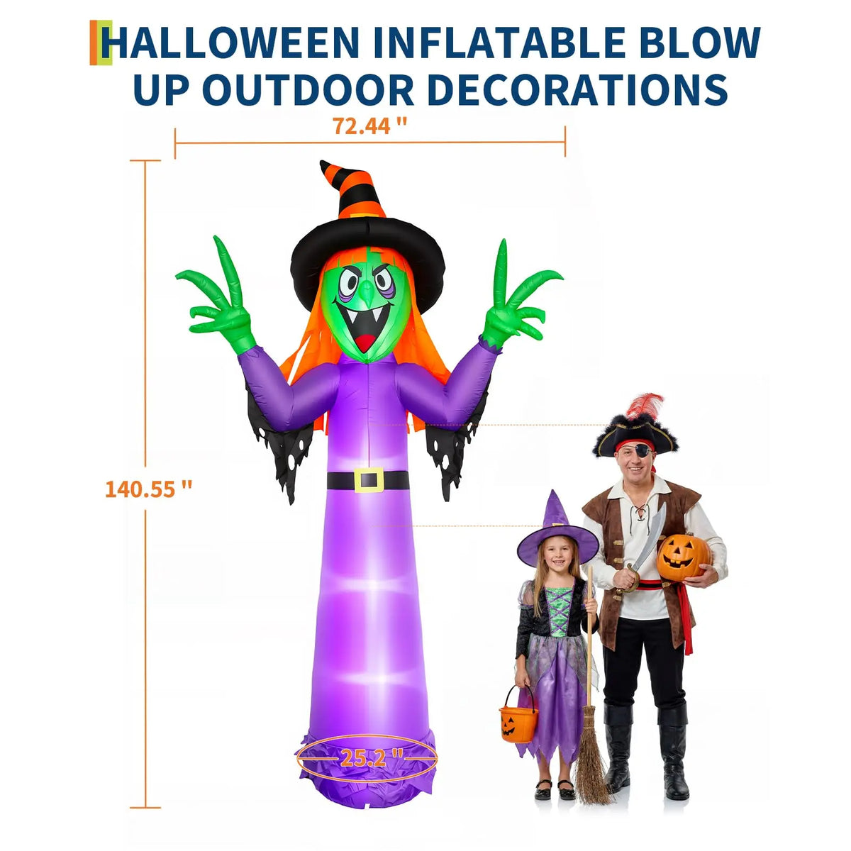 HiMISS Halloween Inflatable Witch Outdoor Yard Decoration With LED Lights