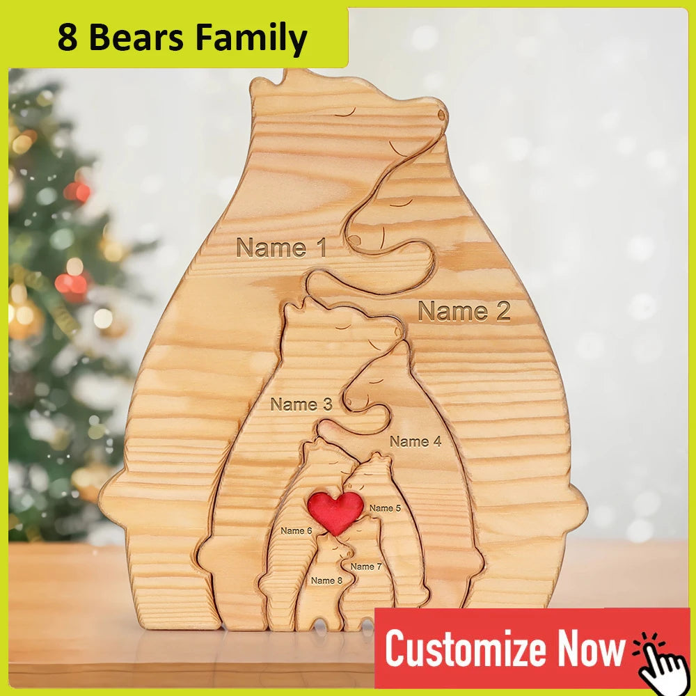 Bear Family Name Puzzle With Free Engraving For Home Desk