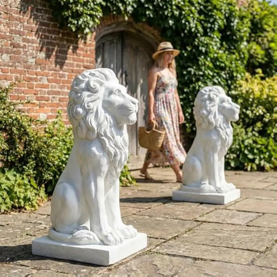 Garden Lion Statue Outdoor Decor Magnesium Oxide Stone Composite Sculpture