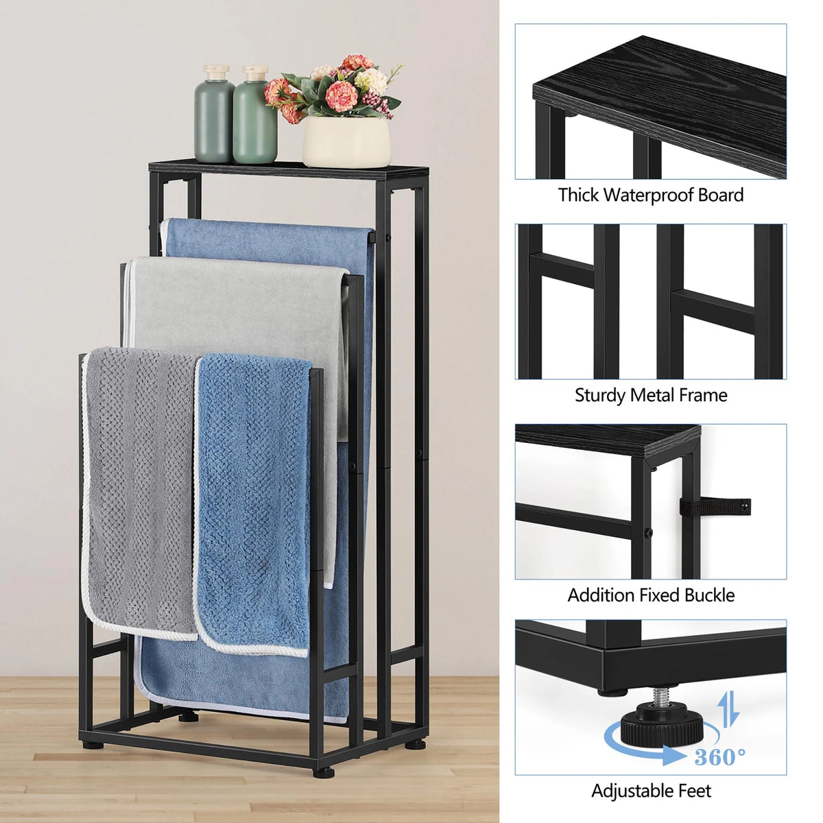 Freestanding Stainless Steel Three Tier Towel Rack With Ventilated Design