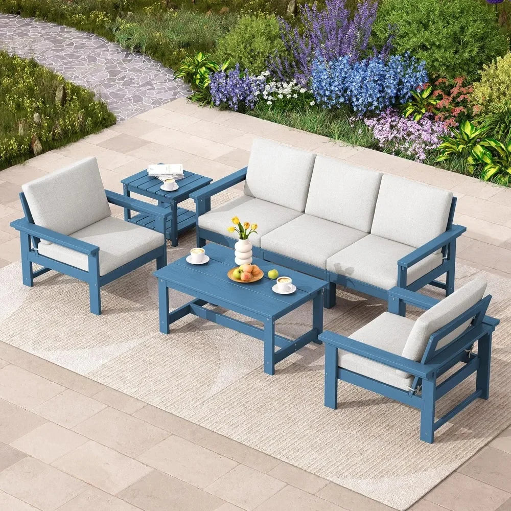 Outdoor All Weather Patio Furniture Set With Conversation Sofa