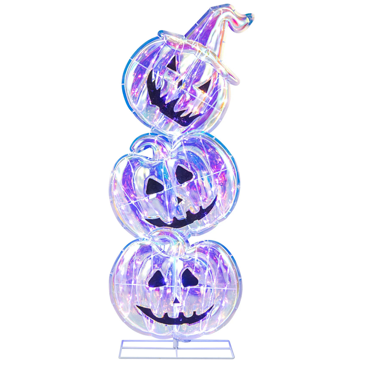 LIFEZEAL Light Up Stacked Pumpkin Halloween Yard Decorations
