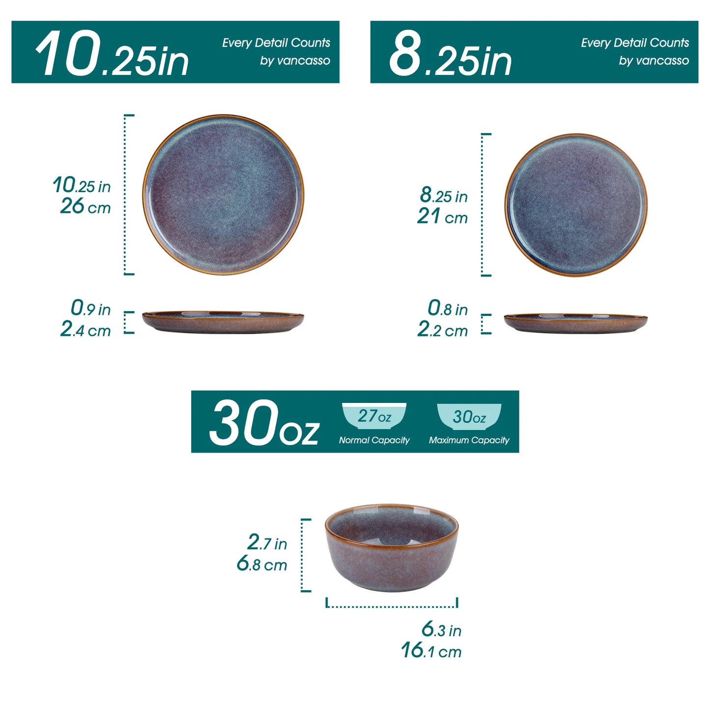 MALACASA Reactive Glaze Stoneware Dinnerware Sets For Everyday Use