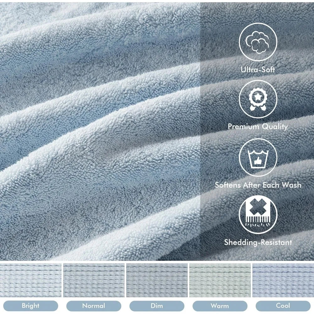 800GSM Cotton Bath Towel Set, 8 Pieces, Ultra Absorbent