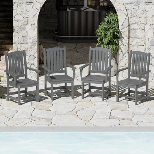 HDPE Dining Chair Set of 4 With Armrests Outdoor Patio