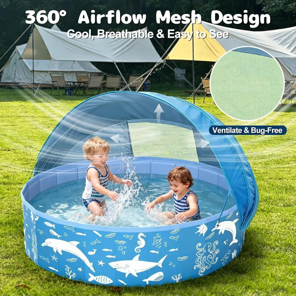 Kiddie Pool With Canopy And UPF Sun Shade Outdoors