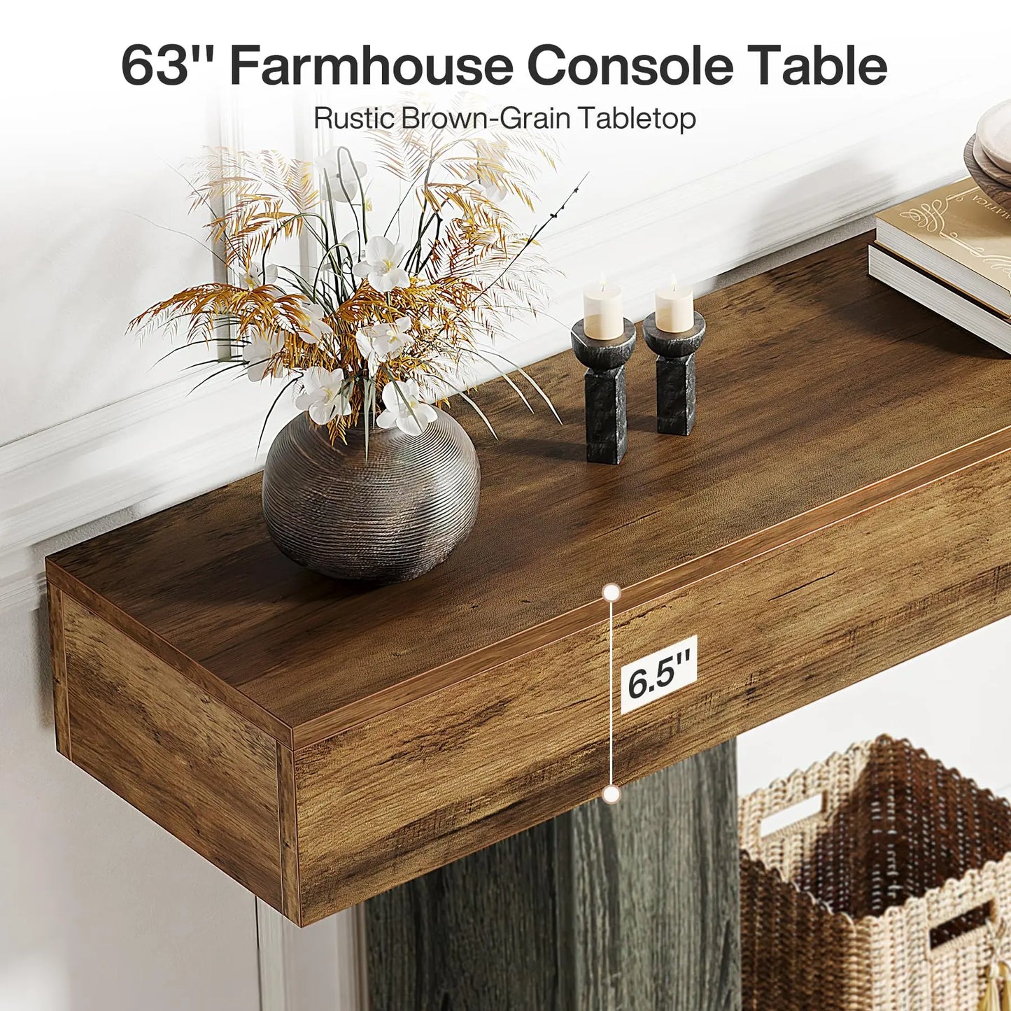 Little Tree Farmhouse Console Table 2 Tier U Shaped Base