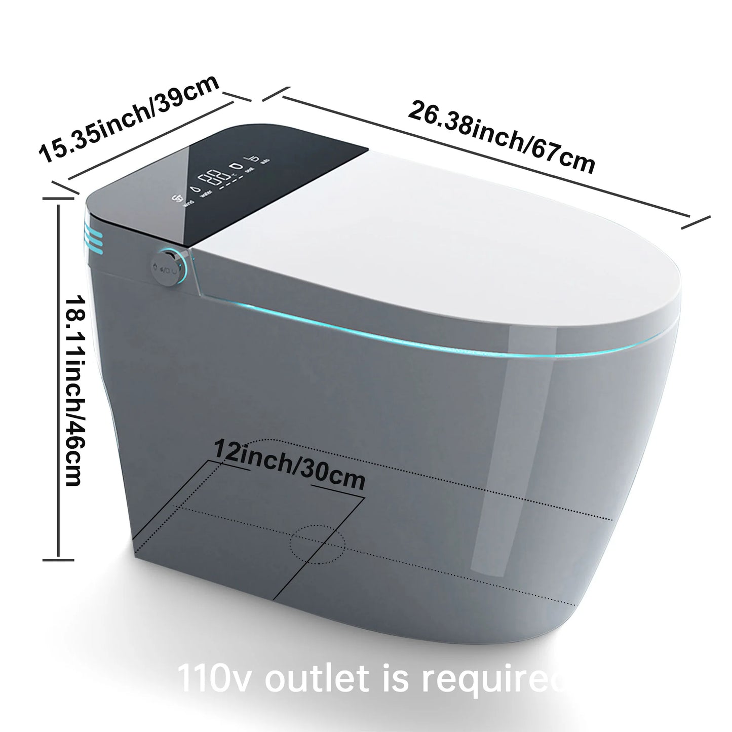 Smart Toilet Featuring Heated Bidet Seat Auto Open Lid