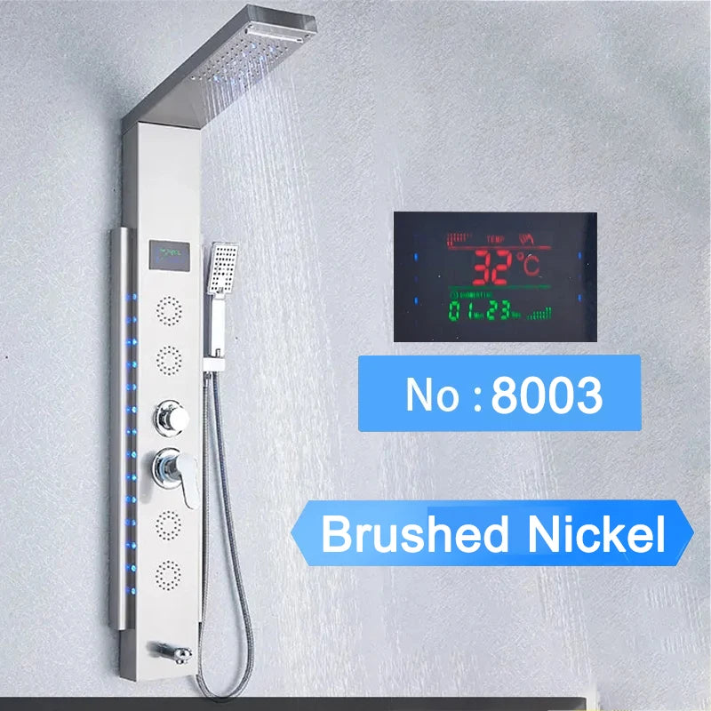 Shinesia LED Shower Panel With Waterfall Rainfall And Massage Jets