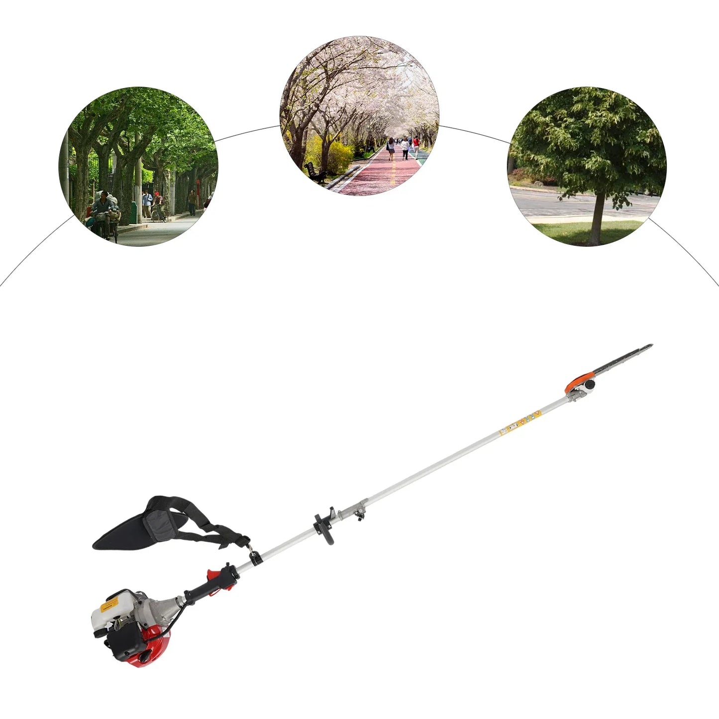 CNCEST Pole Saw, 16-FT Height Reachable Powerful Gas Pole Chainsaw 43CC 2-Cycle Cordless Extension  for Tree Prun& Maintenance