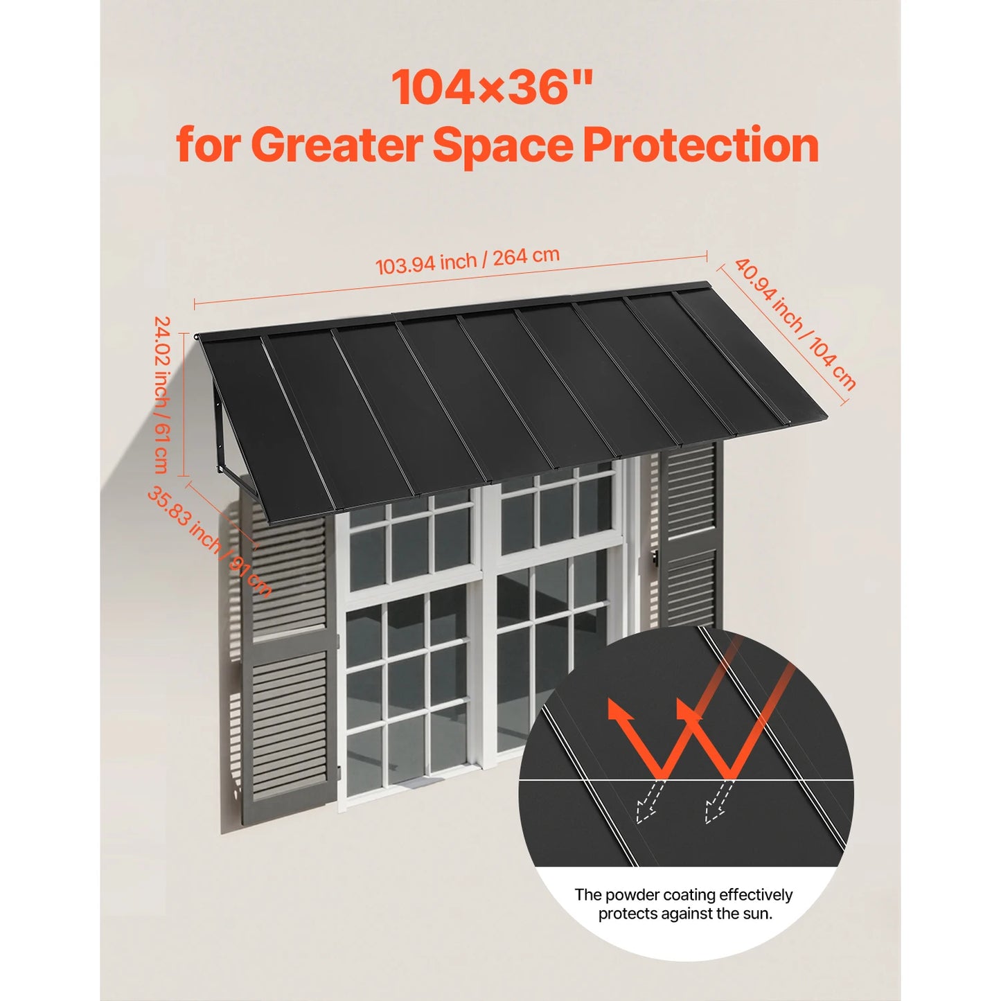 Fixed Metal Awning Triangle Canopy for Doors Windows Balcony