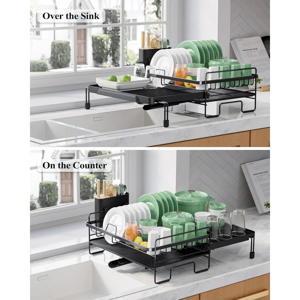 NBVCX Carcase Adjustable Over Sink Dish Drying Rack With Drain
