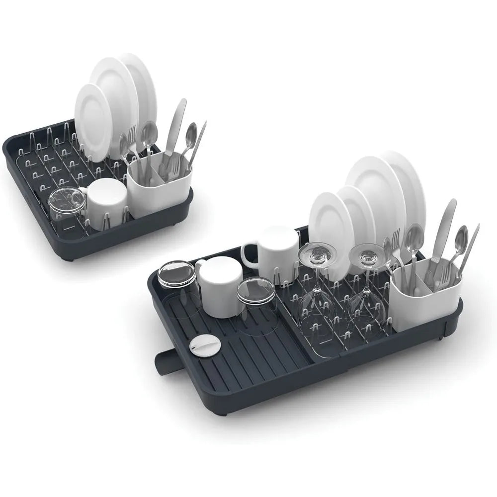 NBVCX Expandable Dish Drying Rack With Dual Parts Drainer