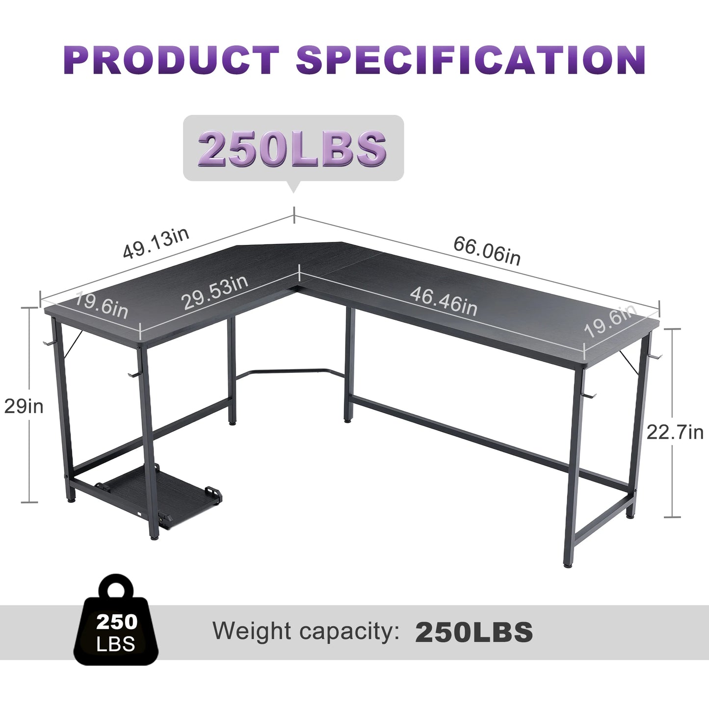 JHK 66 Inch L Shaped Corner Gaming Computer Desk