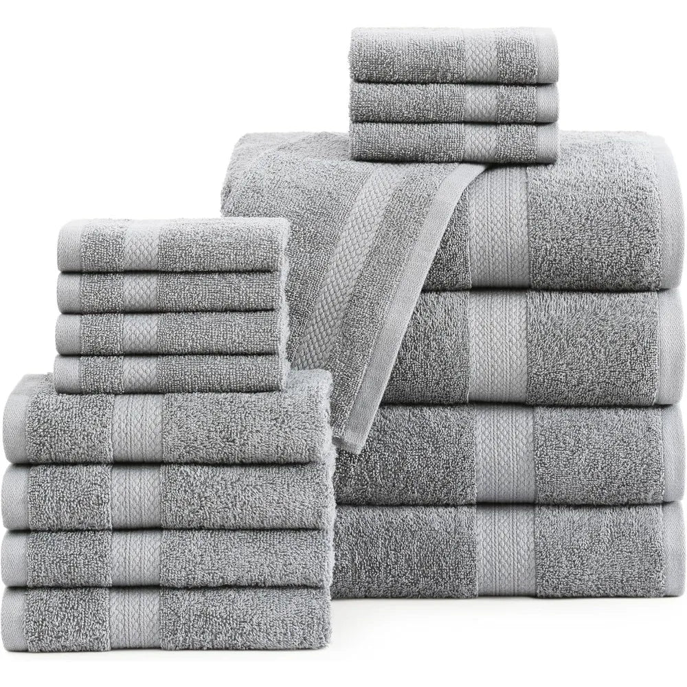 100% Cotton Luxury Bath Towel Set 16 Pieces Ring Spun Quick Dry