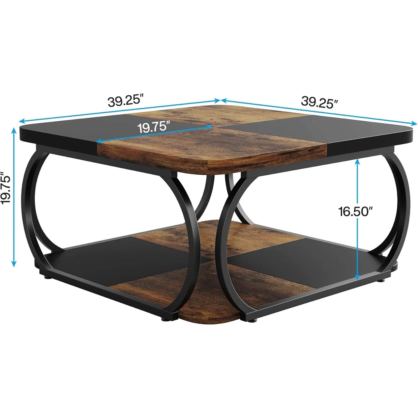 Little Tree Square Coffee Table With Double Layer Storage Shelf