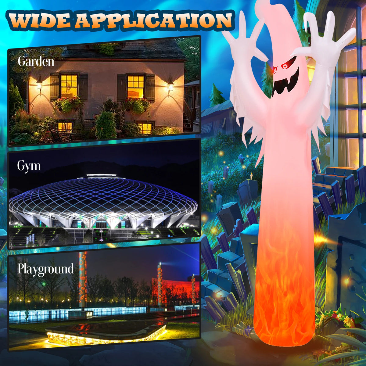 LIFEZEAL Halloween Inflatable Ghost Decoration With Built In LED Lights