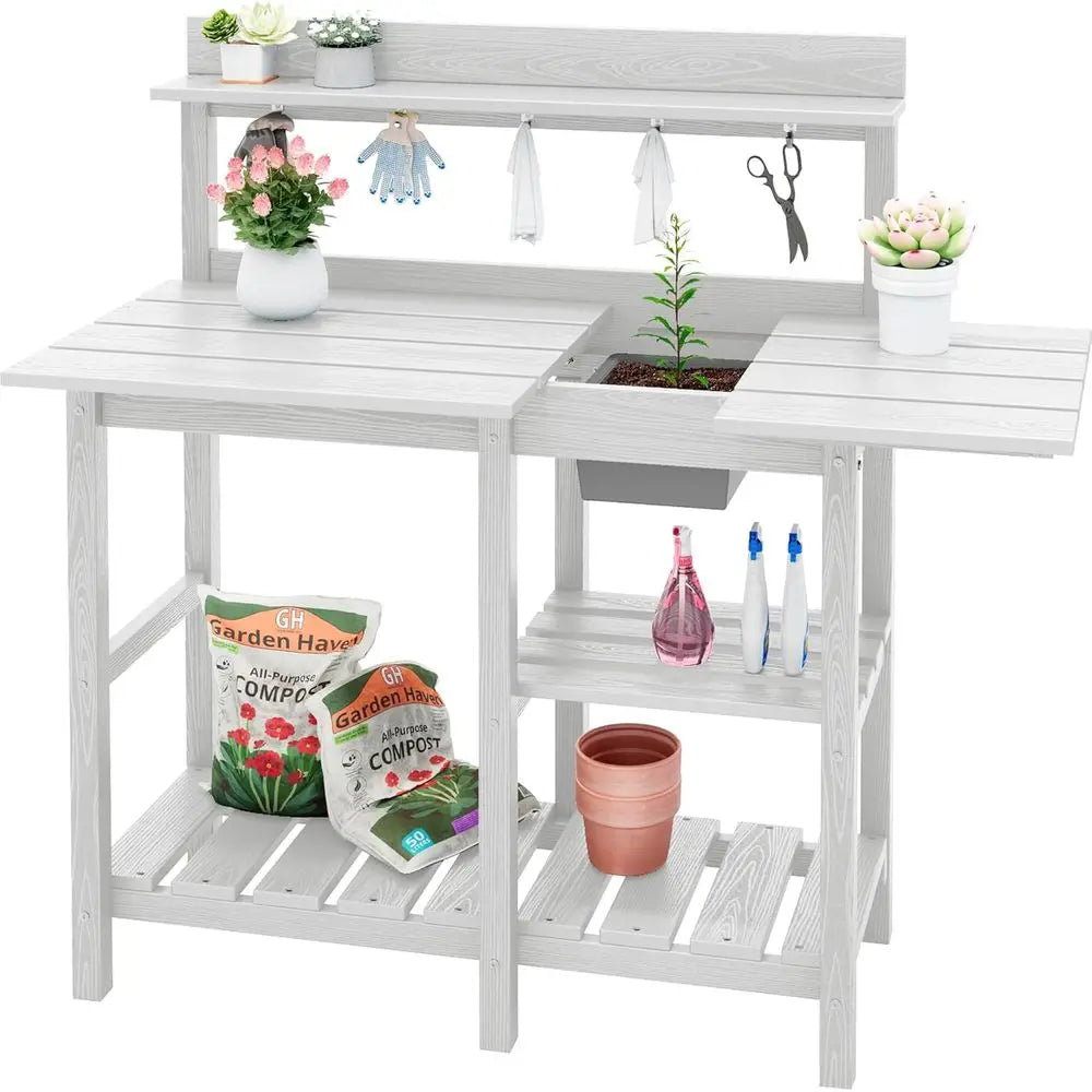 Outdoor Garden Workbench With Detachable Sink HDPE Table