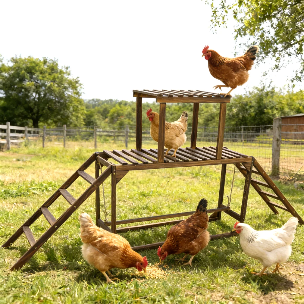 BORWART Farm Animals Chicken Coop Toy With Swing Ladder