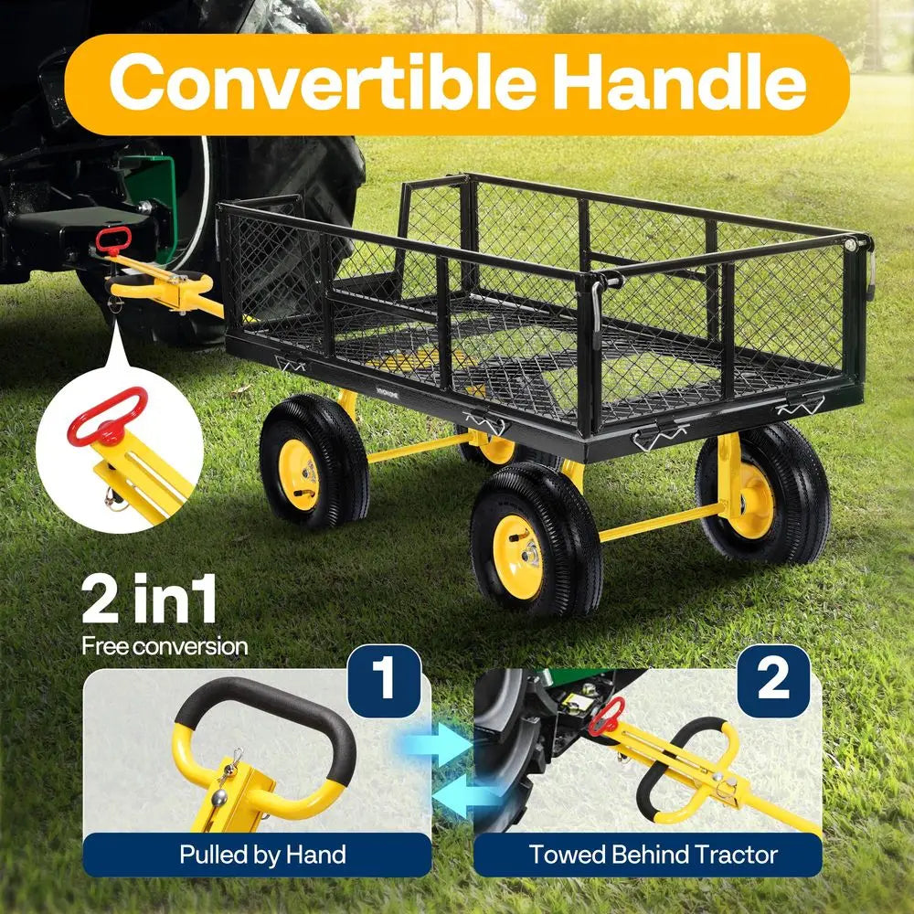 Garden Cart Steel Heavy Duty 900 Lb Yard Wagon Rustproof