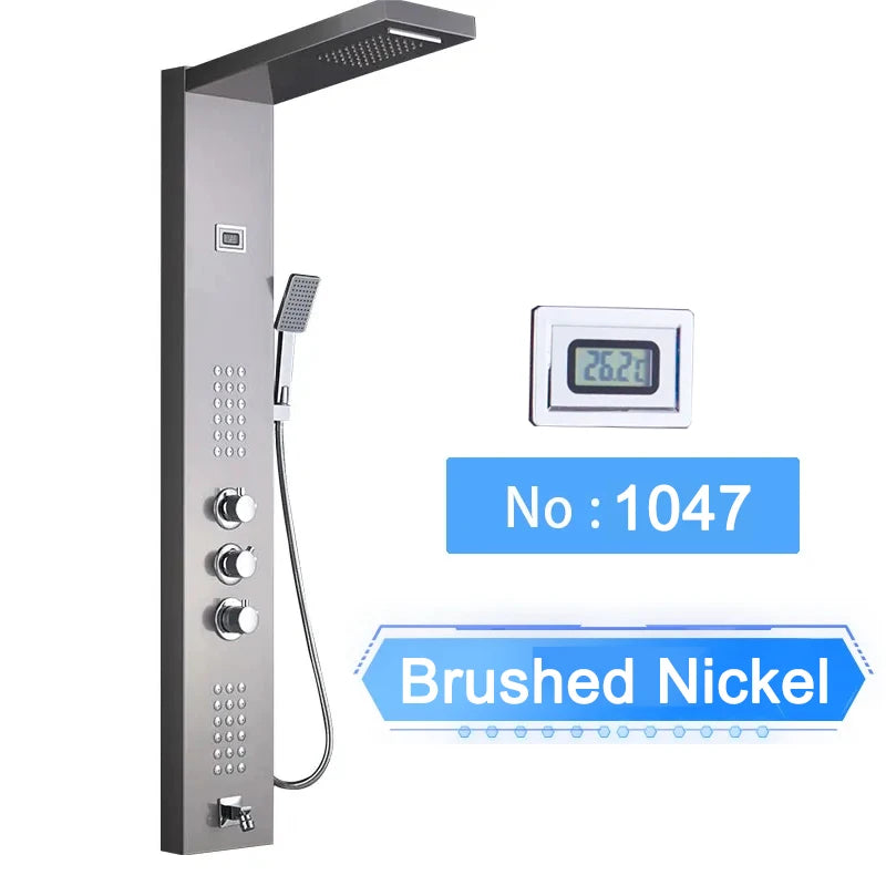 Shinesia LED Shower Panel With Waterfall Rainfall And Massage Jets