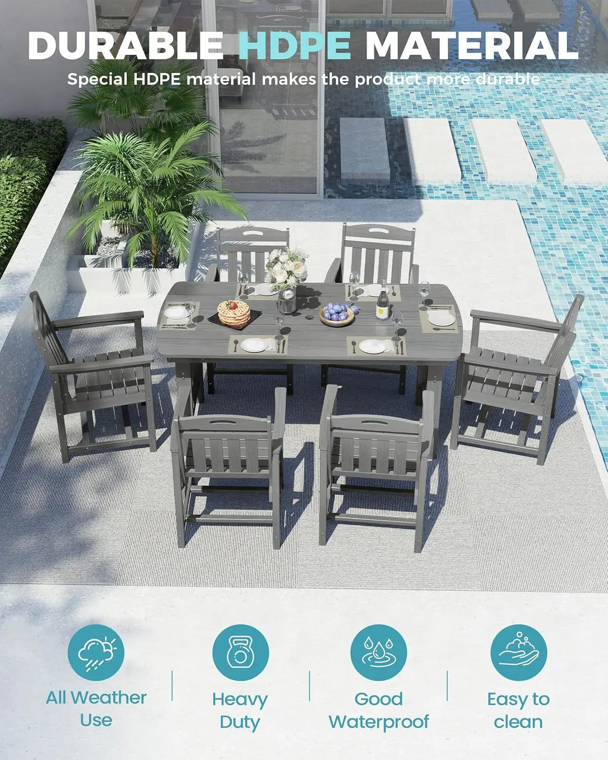 Outdoor 7 Piece Patio Dining Set All Weather Furniture