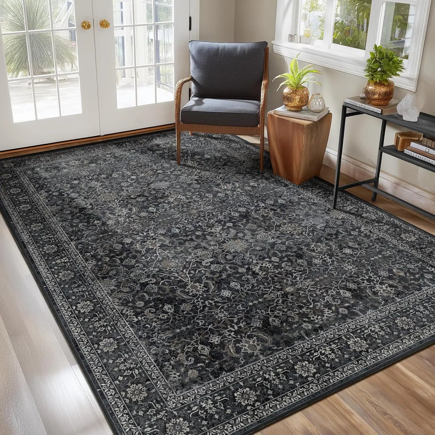 Polyester Area Rug Non Slip Low Pile For Living Room