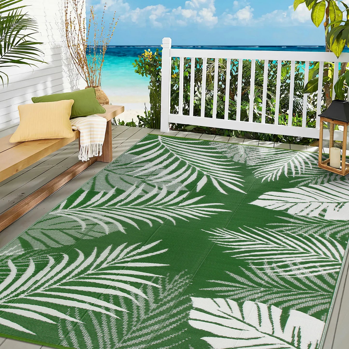 Outdoor Rug Waterproof Recycled Plastic Polypropylene For Patio Deck Camping