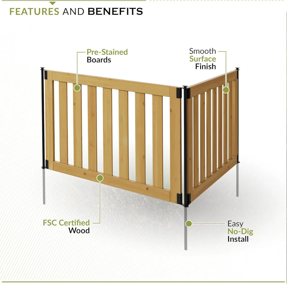 No Dig Wood Fence Kit For Dogs And Garden Border Panels